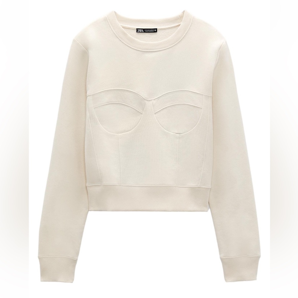 Zara Off-White Bustier Sweatshirt